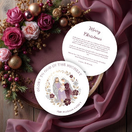 Classy Deep Plum Glitter Holy Nativity Christmas Julkort