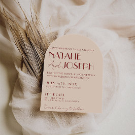 Classy Deep Red Blue Whimsical Modern Arch Wedding Inbjudningar