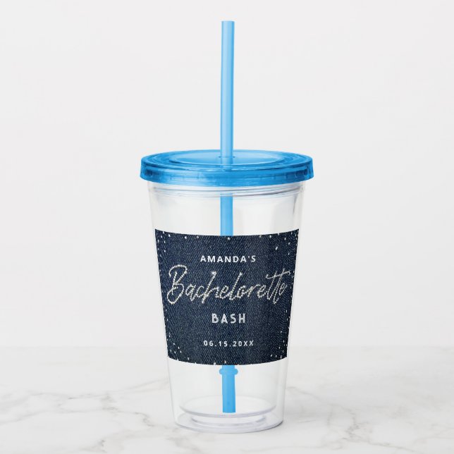 Classy Denim Diamonds Bachelorette-partiets Anpass Take Away Mugg (Framsida)