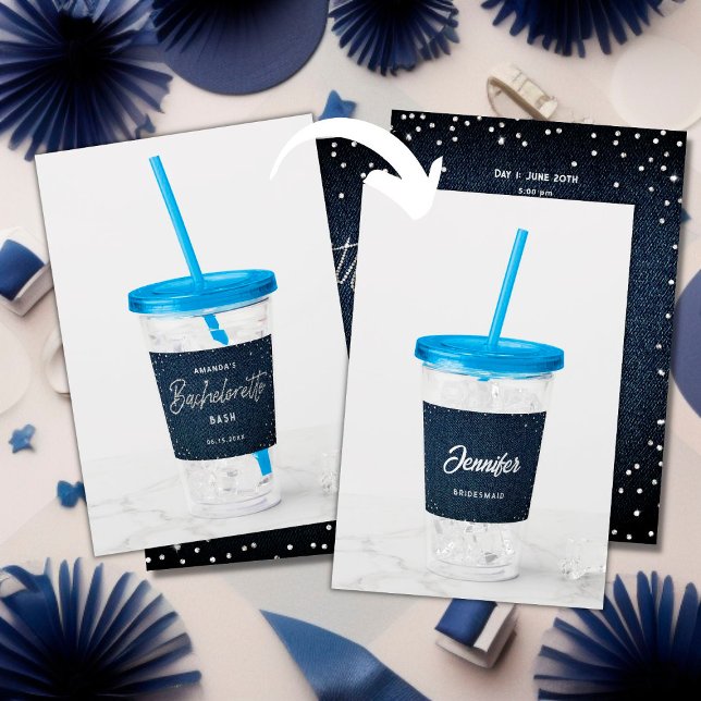 Classy Denim Diamonds Bachelorette Personlig Take Away Mugg (Skapare uppladdad)