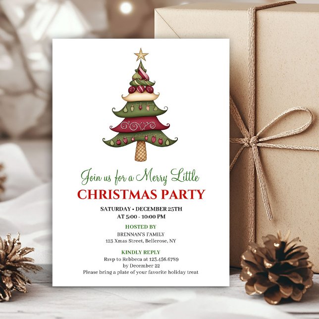 Classy designer Christmas tree Christmas invites Inbjudningar (Classy designer Christmas tree Christmas invitation)