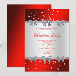 Classy Diamond Bows & Pearls jul Inbjudningar