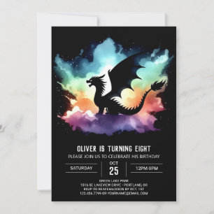 Classy Dragon Birthday Printable Inbjudningar