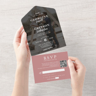 Classy Dusty Rosa OSA Photo QR Code Bröllop