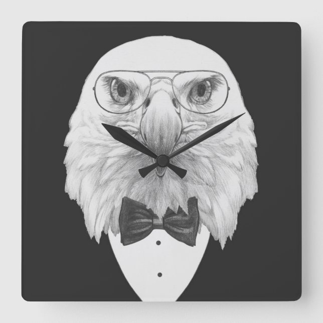 Classy Eagle Porträtt Fyrkantig Klocka (Framsida)