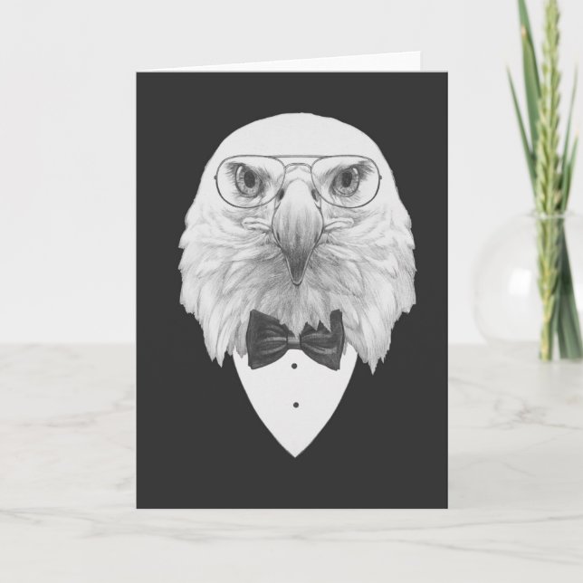 Classy Eagle Porträtt Kort (Framsida)