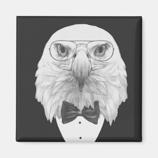 Classy Eagle Porträtt Magnet (Framsidan)