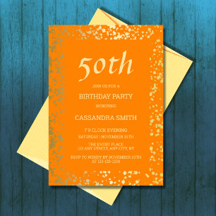 Classy Egypten Guld Sprinkles Orange Birthday Inbjudningar