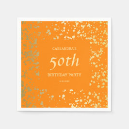 Classy Egypten Guld Sprinkles Orange Birthday Pappersservett