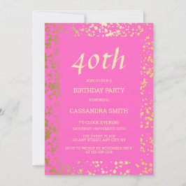 Classy Egypten Guld Sprinkles Rosa Birthday Inbjudningar