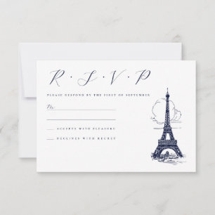 Classy Eiffel Torn Frankrike Illustration Bröllop OSA Kort