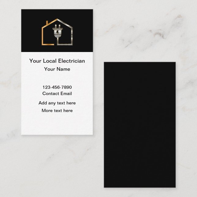 Classy Electrician Theme Vertical Business Cards Visitkort (Fram/baksida)