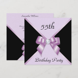 Classy Elegance Lilac & Black 55:e Födelsedagsfest Inbjudningar