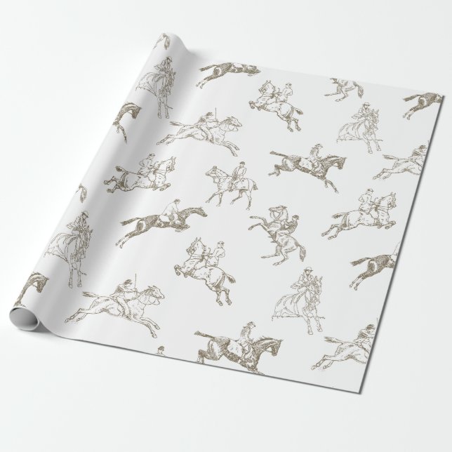Classy Elegant Beige Horse Riding Land Toile Presentpapper (Utrullad)