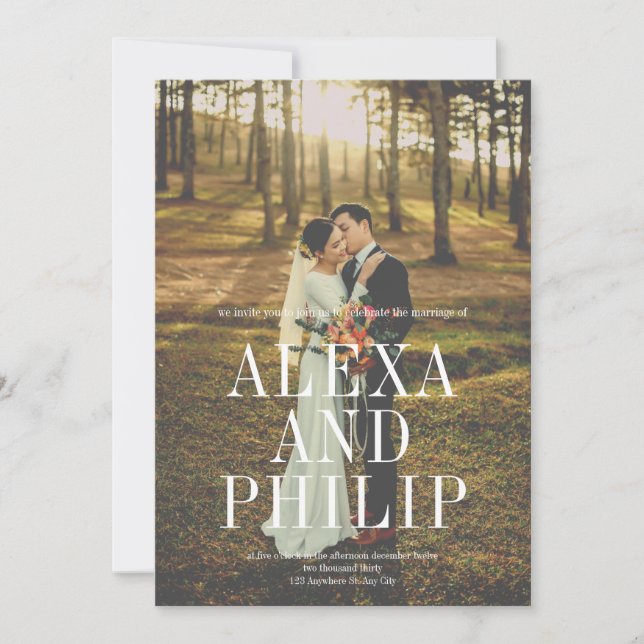 Classy Elegant Big Photo Bröllop Inbjudningar (Framsida)