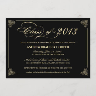 Classy Elegant Black 2013 Studenten Inbjudan