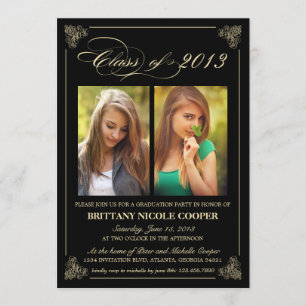 Classy Elegant Black 2013 Studenten Photo Inbjudan