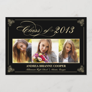 Classy Elegant Black 2013 Studenten Photo Inbjudan