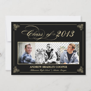 Classy Elegant Black 2013 Studenten Photo Inbjudan