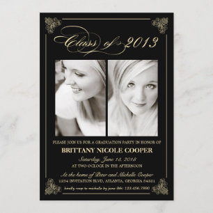 Classy Elegant Black 2013 Studenten Photo Inbjudan
