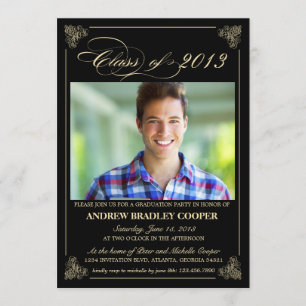Classy Elegant Black 2013 Studenten Photo Inbjudan