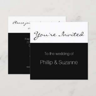 Classy Elegant Black and White Minimal Bröllop Inv Inbjudningar