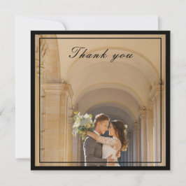 Classy & Elegant Black & Cream Ivory Bröllop Photo Tack Kort