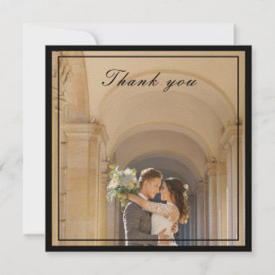 Classy & Elegant Black & Cream Ivory Bröllop Photo Tack Kort