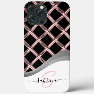 Classy Elegant Black & Silver Metall Monogram Namn