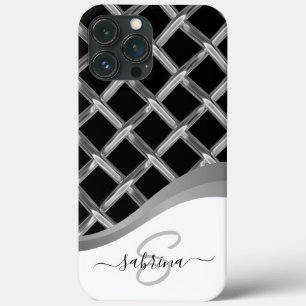 Classy Elegant Black & Silver Metall Monogram Namn