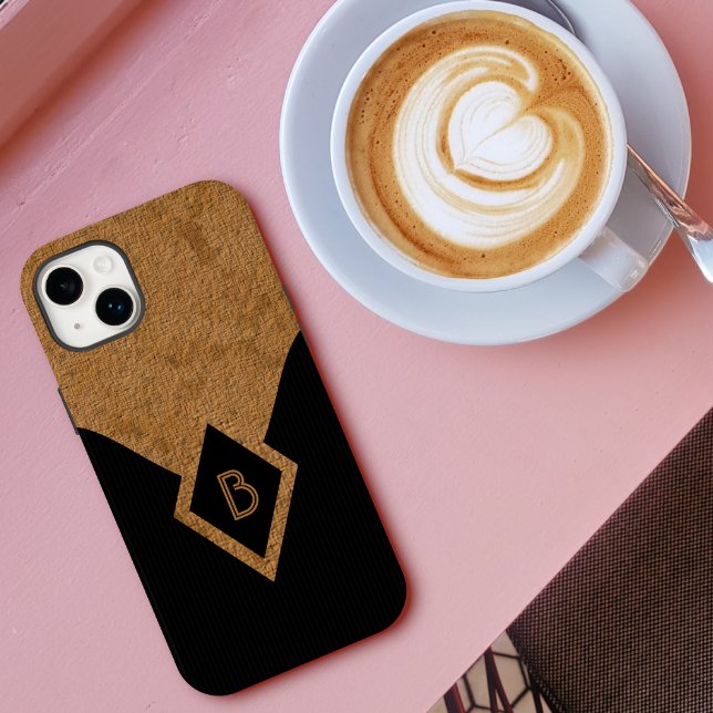 Classy Elegant Black Streck och Tan Monogram (Skapare uppladdad)