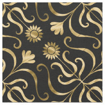 Classy Elegant Blommigt Damask Black Guld Solros