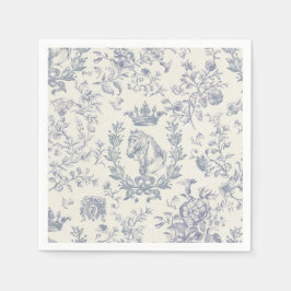 Classy Elegant Blue Beige Equestrian Toile Napkins Pappersservett