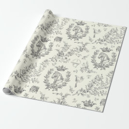 Classy Elegant Chic Black White Equestrian Toile Presentpapper