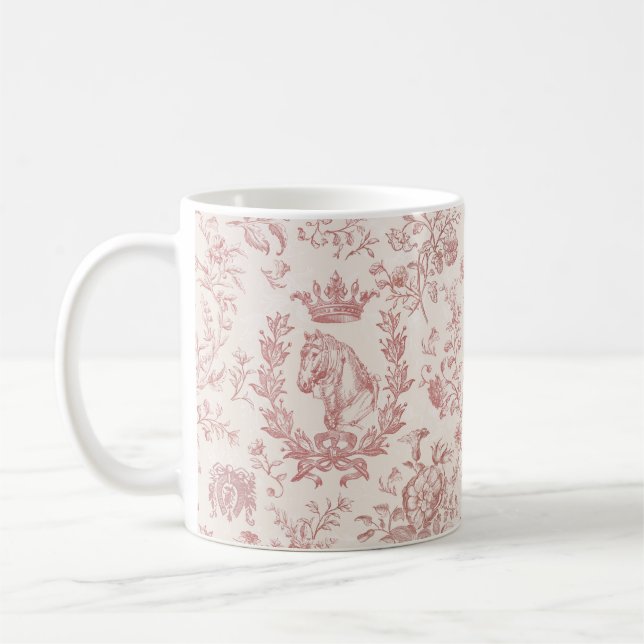 Classy Elegant Chic Ro Beige Equestrian Toile Kaffemugg (Vänster)