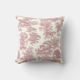 Classy Elegant Chic Rosa Horses Land Toile Kudde