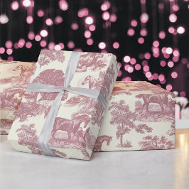 Classy Elegant Chic Rosa Horses Land Toile Presentpapper
