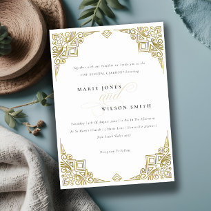 Classy Elegant Guld Art Deco Ornate Vow Renewal Inbjudningar