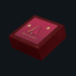 Classy Elegant Guld Red Julgran Smyckeskrin<br><div class="desc">Klassi elegant julillustration med ett rent rött Julgran med guldfärgat snöflingor. Denna pappra konstform är modern,  festlig,  minimalistisk och professionell.</div>