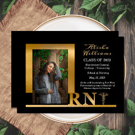 Classy Elegant Guld RN Caduceus 1 Photo Black Meddelande