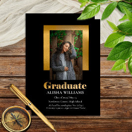 Classy Elegant Guld Text Student 1 Photo Black Meddelande