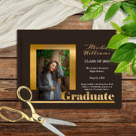 Classy Elegant Guld Text Student 1 Photo Brown Meddelande