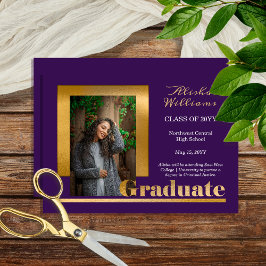 Classy Elegant Guld Text Student 1 Photo Lila Meddelande