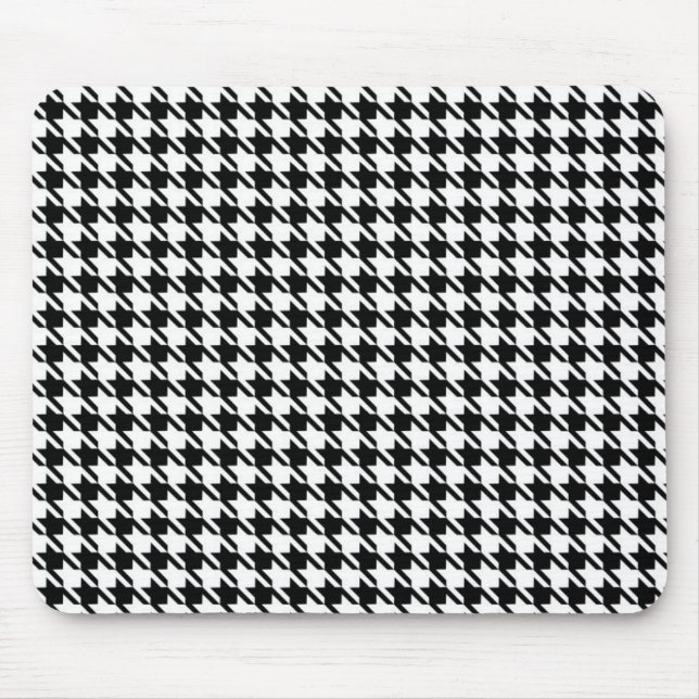 Classy Elegant Houndstooth Mönster Black and White Musmatta (Framsidan)