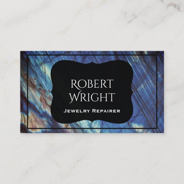 Classy Elegant Labradorite mörk blått Visitkort (Framsida)