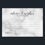 Classy Elegant Marble Bröllop Advice och Önskemål Bordsnummer<br><div class="desc">Klassy Elegant White Marble Bröllop Advice och Önskemål Card med titel i grått modernt skriptteckensnitt med detaljer i grått modern sans serif-teckensnitt på vit marmorbakgrund. Perfekt för bröllop,  babydusch,  födelsedagsfest,  möhippa,  bachelorette-fest och alla särskilda tillfällen.</div>