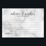 Classy Elegant Marble Bröllop Advice och Önskemål Bordsnummer<br><div class="desc">Klassy Elegant White Marble Bröllop Advice och Önskemål Card med titel i grått modernt skriptteckensnitt med detaljer i grått modern sans serif-teckensnitt på vit marmorbakgrund. Perfekt för bröllop,  babydusch,  födelsedagsfest,  möhippa,  bachelorette-fest och alla särskilda tillfällen.</div>