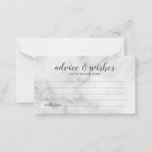 Classy Elegant Marble Bröllop Advice och Önskemål Rådkort