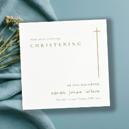 Classy Elegant Minimal Guld Typography Christening Pappersservett