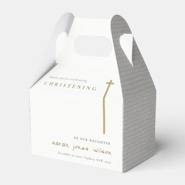 Classy Elegant Minimal Guld Typography Christening Presentaskar (Framsidan Sidan)